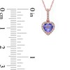 Thumbnail Image 3 of 5.0mm Heart-Shaped Tanzanite and 0.10 CT. T.W. Diamond Frame Pendant in 10K Rose Gold