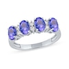 Thumbnail Image 0 of Oval Tanzanite and 0.15 CT. T.W. Diamond Alternating Anniversary Band in 10K White Gold