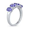 Thumbnail Image 1 of Oval Tanzanite and 0.15 CT. T.W. Diamond Alternating Anniversary Band in 10K White Gold