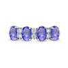 Thumbnail Image 2 of Oval Tanzanite and 0.15 CT. T.W. Diamond Alternating Anniversary Band in 10K White Gold