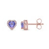 Thumbnail Image 2 of 4.0mm Heart-Shaped Tanzanite and 0.10 CT. T.W. Diamond Frame Stud Earrings in 10K Rose Gold