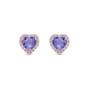 Thumbnail Image 3 of 4.0mm Heart-Shaped Tanzanite and 0.10 CT. T.W. Diamond Frame Stud Earrings in 10K Rose Gold