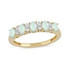 Thumbnail Image 0 of Oval Opal and 0.10 CT. T.W. Diamond Alternating Five Stone Anniversary Band in 10K Gold