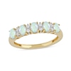 Thumbnail Image 1 of Oval Opal and 0.10 CT. T.W. Diamond Alternating Five Stone Anniversary Band in 10K Gold