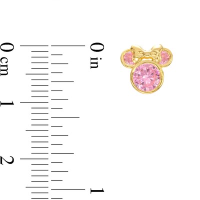 Child's Pink Cubic Zirconia Minnie Mouse Stud Earrings in 10K Gold