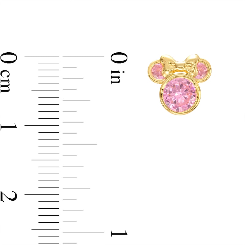 Child's Pink Cubic Zirconia Minnie Mouse Stud Earrings in 10K Gold