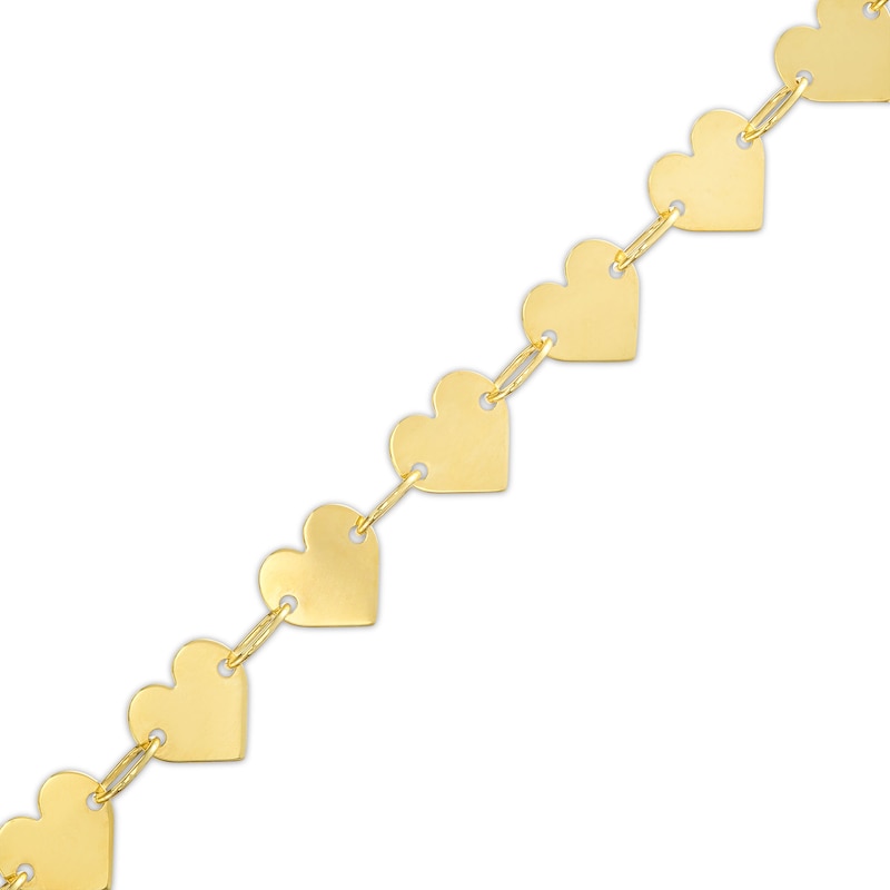Main Image 1 of Heart Disc Chain Link Bracelet in 10K Gold - 7.25"