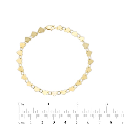 Heart Disc Chain Link Bracelet in 10K Gold - 7.25"