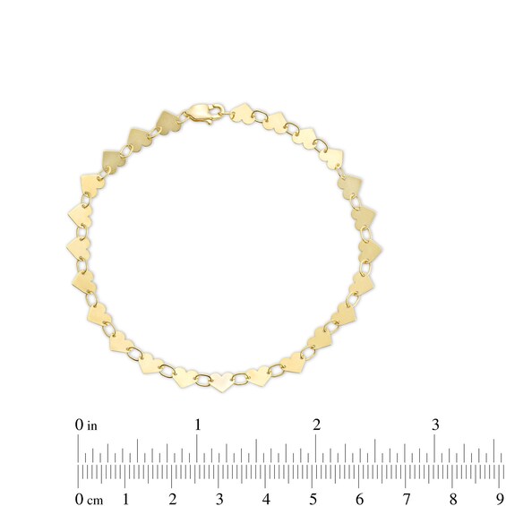 Heart Disc Chain Link Bracelet in 10K Gold - 7.25"