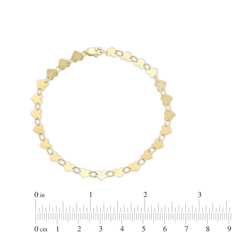 Heart Disc Chain Link Bracelet in 10K Gold - 7.25"|Peoples Jewellers