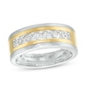 Thumbnail Image 1 of TRUE Lab-Grown Diamonds by Vera Wang Love Men's 1.69 CT. T.W. Seven Stone Wedding Band in 14K Two-Tone Gold (F/VS2)