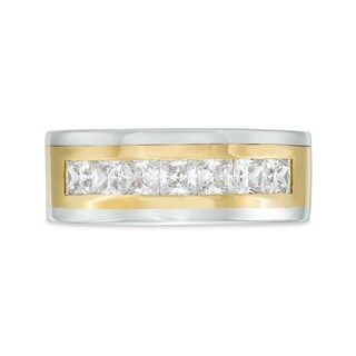 TRUE Lab-Created Diamonds by Vera Wang Love Men's 1.69 CT. T.W. Seven Stone Wedding Band in 14K Two-Tone Gold (F/VS2)