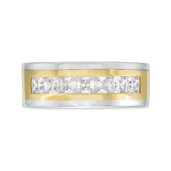 TRUE Lab-Created Diamonds by Vera Wang Love Men's 1.69 CT. T.W. Seven Stone Wedding Band in 14K Two-Tone Gold (F/VS2)