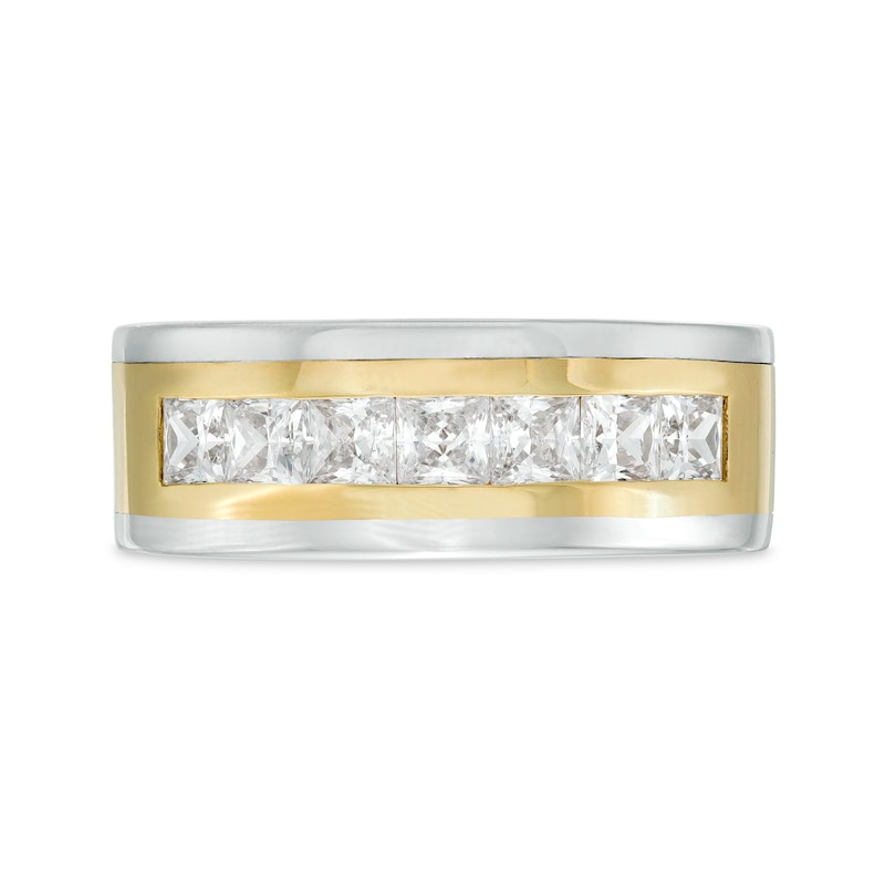 Main Image 4 of TRUE Lab-Grown Diamonds by Vera Wang Love Men's 1.69 CT. T.W. Seven Stone Wedding Band in 14K Two-Tone Gold (F/VS2)