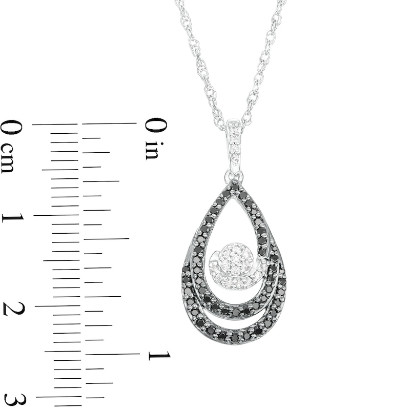 Main Image 3 of 0.29 CT. T.W. Black and White Diamond Teardrop Swirl Pendant in Sterling Silver