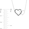 0.18 CT. T.W. Black and White Diamond Interlocking Hearts Necklace in 10K White Gold