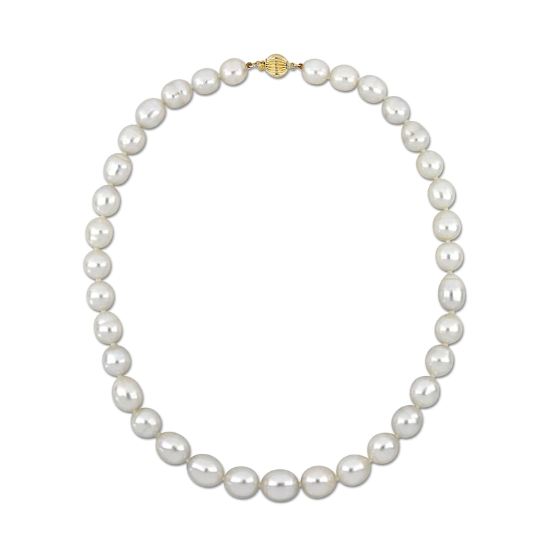 9.0-11.0mm South Sea Cultured Pearl Strand Necklace with 14K Gold Clasp