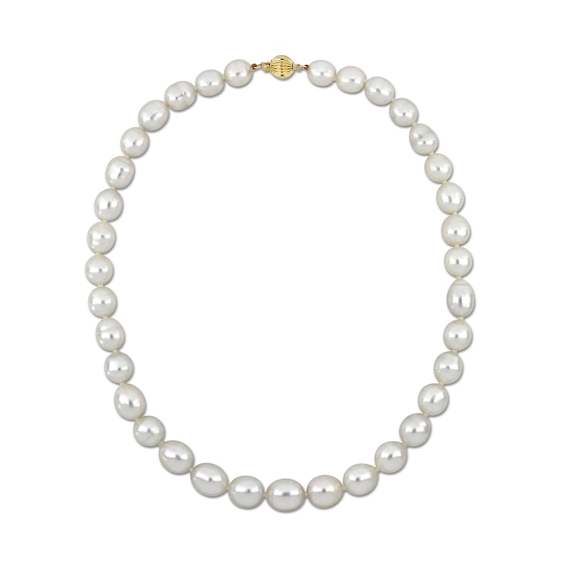 9.0-11.0mm Cultured South Sea Pearl Strand Necklace with 14K Gold Clasp