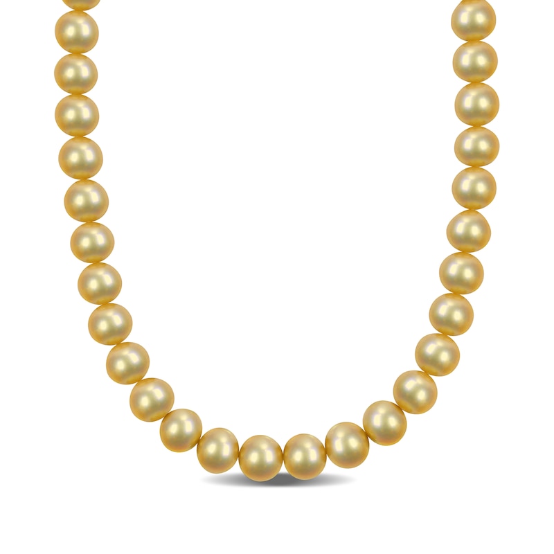11.0-12.0mm Golden Cultured South Sea Pearl Strand Necklace with 14K Gold Clasp