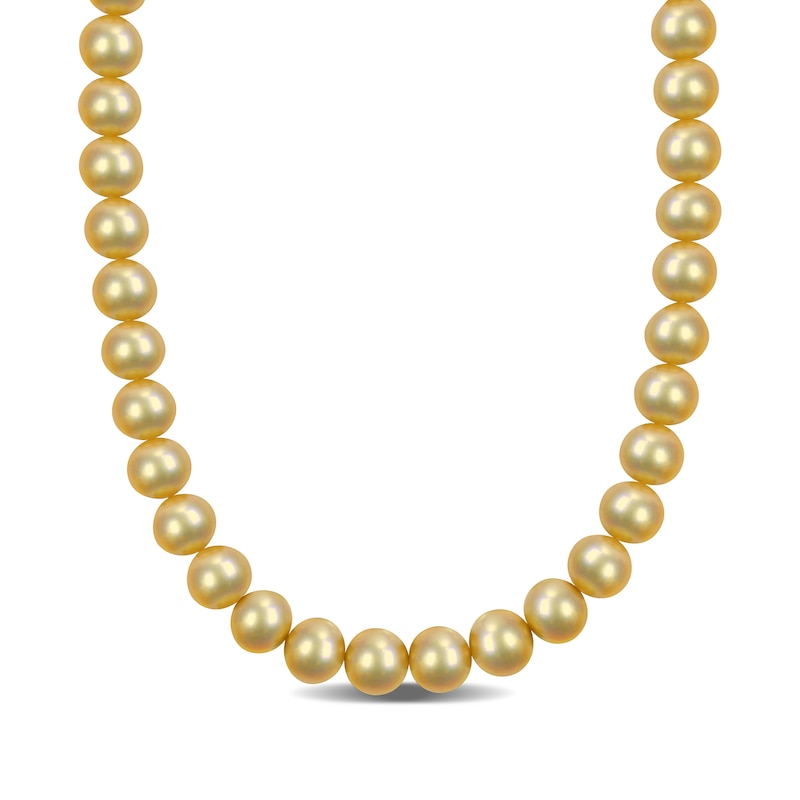 11.0-12.0mm Golden Cultured South Sea Pearl Strand Necklace with 14K Gold Clasp|Peoples Jewellers