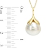 10.0-11.0mm Baroque South Sea Cultured Pearl Leaf Bail Pendant in 14K Gold-17"