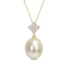 12.0-13.0mm Baroque Cultured South Sea Pearl and 0.065 CT. T.W. Diamond Flower Drop Pendant in 10K Gold - 17"