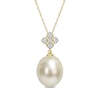 Thumbnail Image 1 of 12.0-13.0mm Baroque South Sea Cultured Pearl and 0.065 CT. T.W. Diamond Flower Drop Pendant in 10K Gold-17"