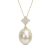 Thumbnail Image 0 of 12.0-13.0mm Baroque Cultured South Sea Pearl and 0.065 CT. T.W. Diamond Flower Drop Pendant in 10K Gold - 17"