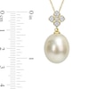 Thumbnail Image 3 of 12.0-13.0mm Baroque South Sea Cultured Pearl and 0.065 CT. T.W. Diamond Flower Drop Pendant in 10K Gold-17"