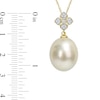 Thumbnail Image 2 of 12.0-13.0mm Baroque Cultured South Sea Pearl and 0.065 CT. T.W. Diamond Flower Drop Pendant in 10K Gold - 17"