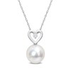 Thumbnail Image 1 of 9.5-10.0mm South Sea Cultured Pearl and 0.05 CT. T.W. Diamond Heart Pendant in 10K White Gold-17"