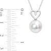 Thumbnail Image 3 of 9.5-10.0mm South Sea Cultured Pearl and 0.05 CT. T.W. Diamond Heart Pendant in 10K White Gold-17"
