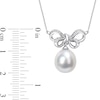 Thumbnail Image 3 of 9.5-10.0mm Baroque South Sea Cultured Pearl and 0.05 CT. T.W. Diamond Bow Necklace in 10K White Gold-17"