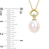 Thumbnail Image 3 of 9.0-9.5mm Baroque Freshwater Cultured Pearl and Diamond Accent Square Bail Pendant in 10K Gold-17"