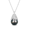 Thumbnail Image 1 of 10.0-11.0mm Baroque Black Tahitian Cultured Pearl and 0.06 CT. T.W. Diamond Eggplant Pendant in 14K White Gold-17"