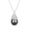 Thumbnail Image 0 of 10.0-11.0mm Baroque Black Cultured Tahitian Pearl and 0.06 CT. T.W. Diamond Eggplant Pendant in 14K White Gold - 17"