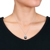 10.0-11.0mm Baroque Black Cultured Tahitian Pearl and 0.06 CT. T.W. Diamond Eggplant Pendant in 14K White Gold - 17"