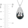 Thumbnail Image 3 of 10.0-11.0mm Baroque Black Tahitian Cultured Pearl and 0.06 CT. T.W. Diamond Eggplant Pendant in 14K White Gold-17"