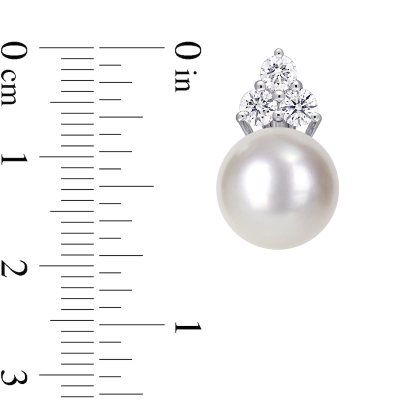 10.5-11.0mm South Sea Cultured Pearl and 0.96 CT. T.W. Diamond Trio Stacked Earrings in 14K White Gold