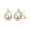 Thumbnail Image 1 of 12.0-12.5mm Golden South Sea Cultured Pearl and 0.60 CT. T.W. Diamond Trio Stud Earrings in 14K Gold