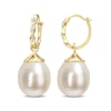 Thumbnail Image 1 of 9.0-9.5mm Baroque South Sea Cultured Pearl and Diamond Accent Twist Drop Earrings in 14K Gold