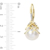 Thumbnail Image 3 of 12.0-12.5mm Baroque South Sea Cultured Pearl and 0.15 CT. T.W. Diamond Drop Earrings in 10K Gold