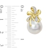 Thumbnail Image 3 of 12.0-12.5mm Baroque South Sea Cultured Pearl and 0.09 CT. T.W. Diamond Double Bow Drop Earrings in 10K Gold