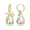 Thumbnail Image 1 of 12.0-12.5mm Baroque Golden South Sea Cultured Pearl and 0.22 CT. T.W. Diamond Bow Drop Earrings in 14K Gold