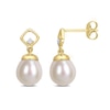Thumbnail Image 1 of 8.0-8.5mm Baroque Freshwater Cultured Pearl and Diamond Accent Square Drop Earrings in 10K Gold