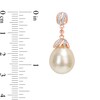 Thumbnail Image 3 of 9.0-10.0mm Baroque South Sea Cultured Pearl and 0.14 CT. T.W. Diamond Striped Drop Earrings in 14K Rose Gold