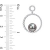 Thumbnail Image 3 of 8.5-9.0mm Black Tahitian Cultured Pearl and White Sapphire Double Circle Drop Earrings in 10K White Gold