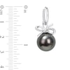 Thumbnail Image 3 of 12.0-12.5mm Black Tahitian Cultured Pearl and 0.22 CT. T.W. Diamond Bow Drop Earrings in 14K White Gold