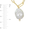 Thumbnail Image 2 of 14.5-15.0mm Baroque Freshwater Cultured Pearl and Diamond Accent Paper Clip Link Drop Necklace in 14K Gold