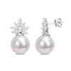 Thumbnail Image 1 of 10.5-11.0mm South Sea Cultured Pearl and 1.46 CT. T.W. Marquise Diamond Flower Drop Earrings in 14K White Gold